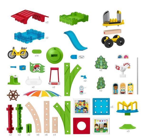 Set constructie Wonder Makers din lemn si plastic , 75 piese