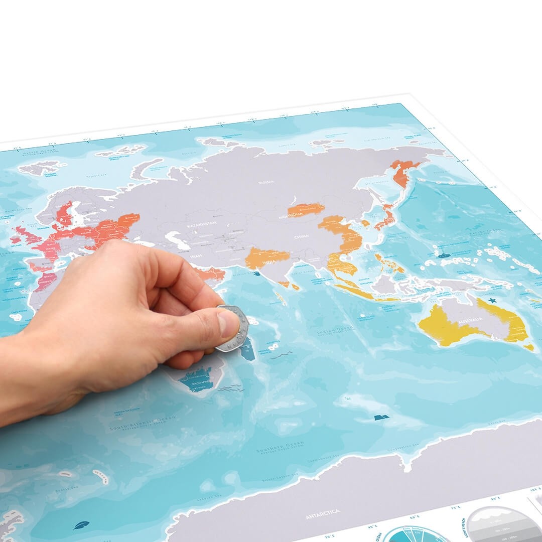 Harta razuibila a lumii, versiunea Oceane, 82.5 x 59.4 cm