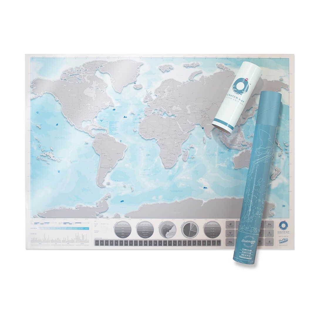 Harta razuibila a lumii, versiunea Oceane, 82.5 x 59.4 cm