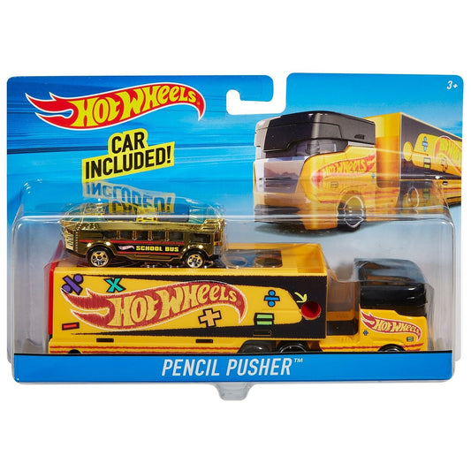 Set camion si masina Hot Wheels, Pencil Pusher scara 1:64