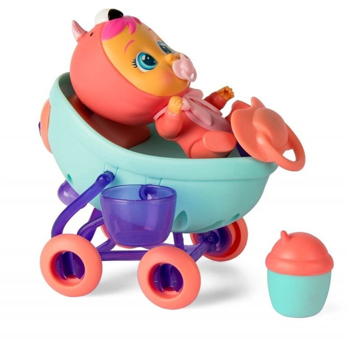 Set de joaca papusa Fancy si caruciorul interactiv, IMC Toys Wow Cry Babies