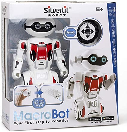MacroBot Robot inteligent, inregistrare vocala si redare, senzor de miscare, telecomanda - rosu