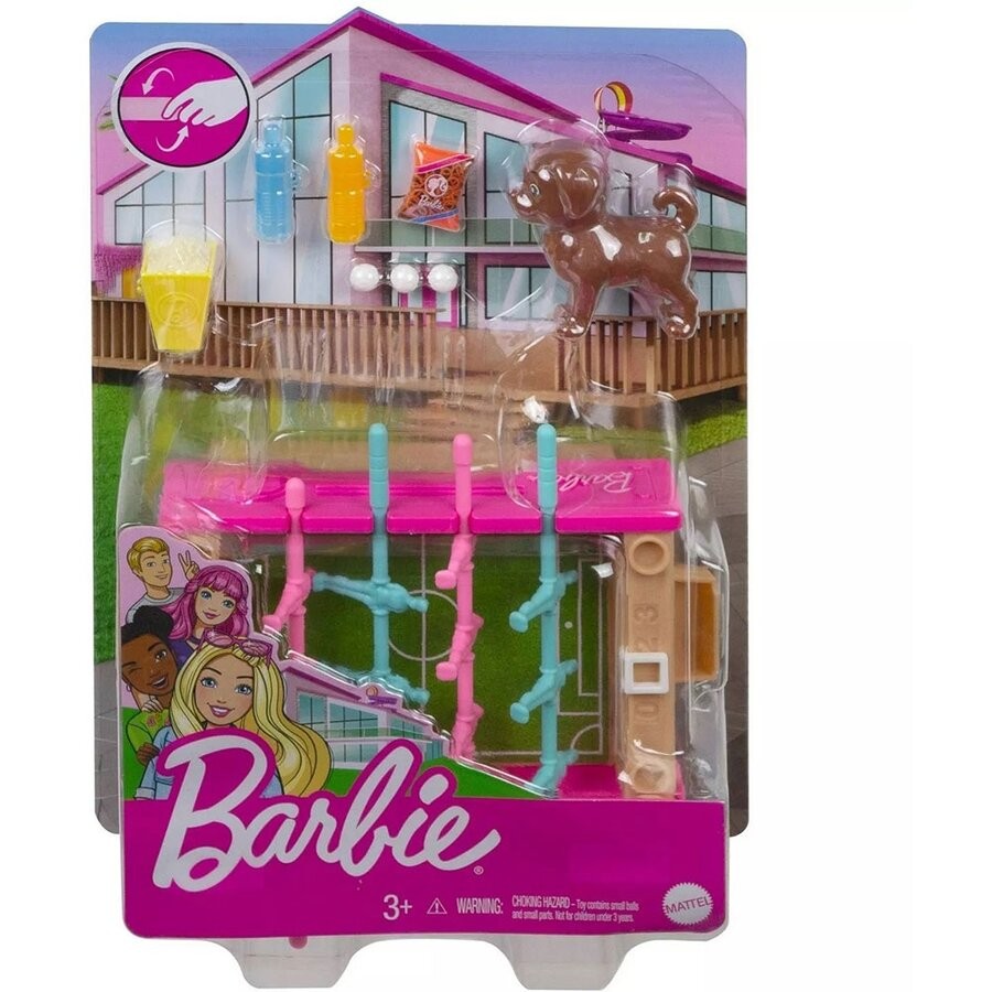 Set de joaca Barbie, Mobilier exterior si catelus, GRG77