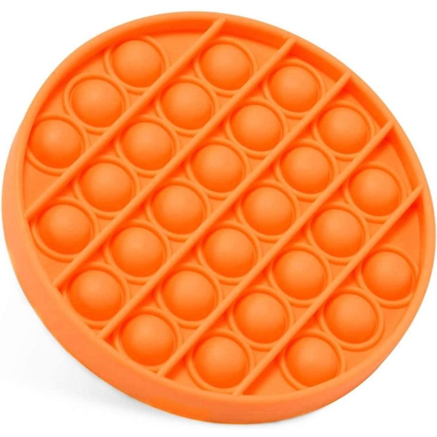Jucarie senzoriala antistres din silicon copii Pop itt pop ott, portocaliu rotund