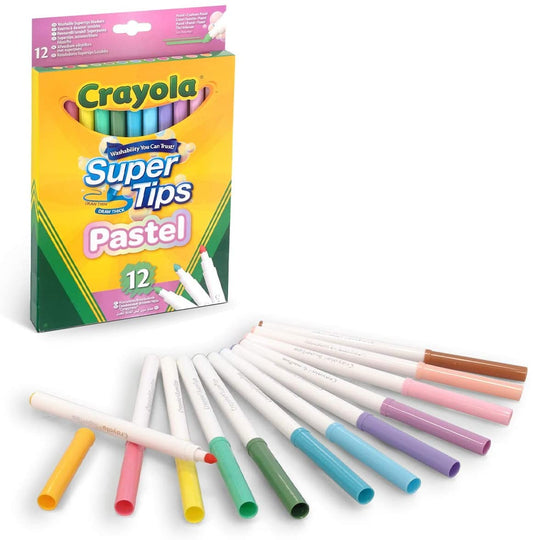 Set 12 Markere Lavabile Crayola-Super Tips culori pastelate ,Multicolor