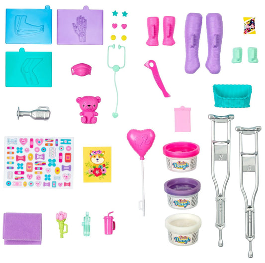 Set de joaca Barbie, papusa si clinica Fast Cast cu 30 de accesorii