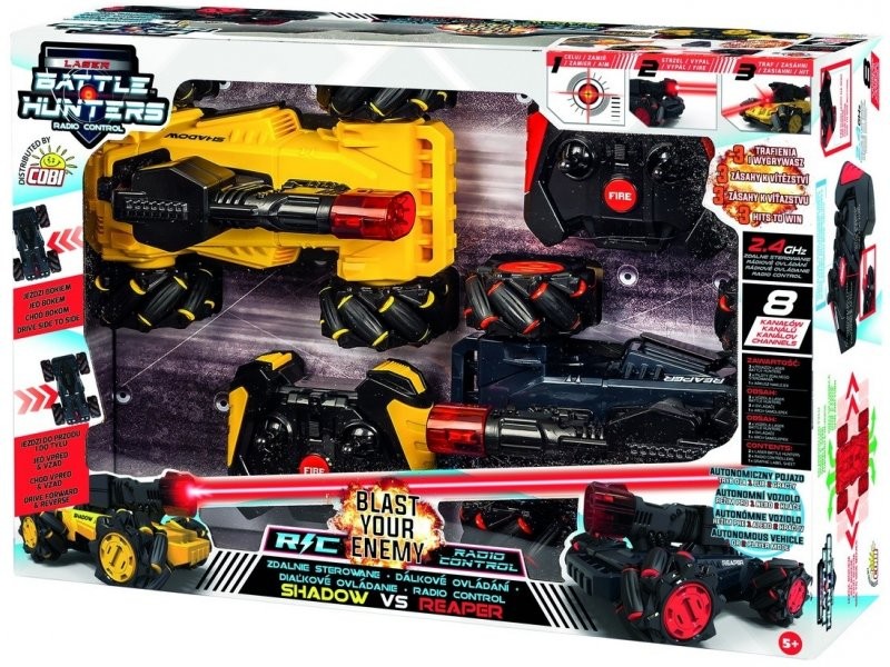 Set 2 masinute cu telecomanda Laser Battle Hunters