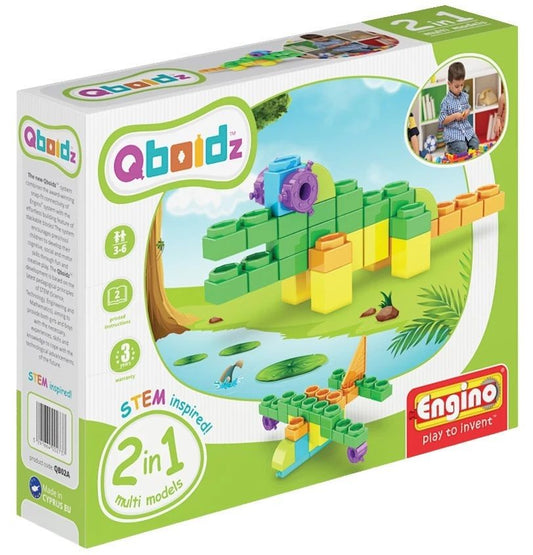 Joc de constructie creativ, Engino Qboidz 2 in 1 Multimodele (Crocodil)