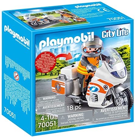 Playmobil City Life, Rescue - Motocicleta de urgenta cu lumini