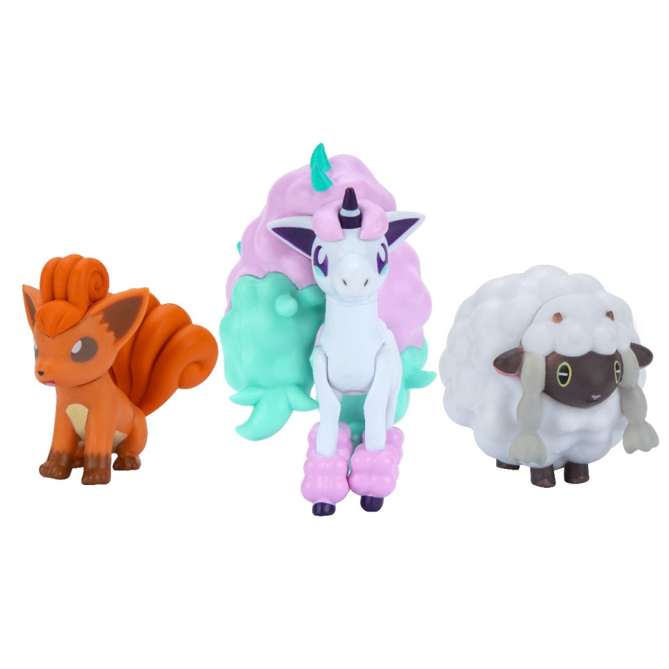 Set 3 figurine Pokemon, Galarian Ponyta, Vulpix si Wooloo, 6 cm