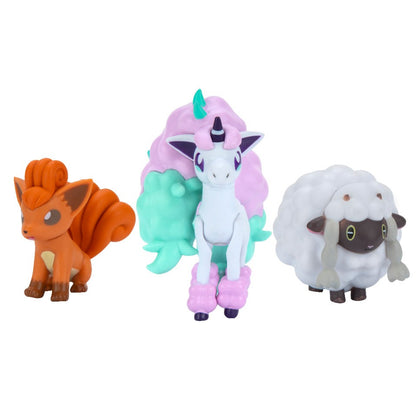 Set 3 figurine Pokemon, Galarian Ponyta, Vulpix si Wooloo, 6 cm