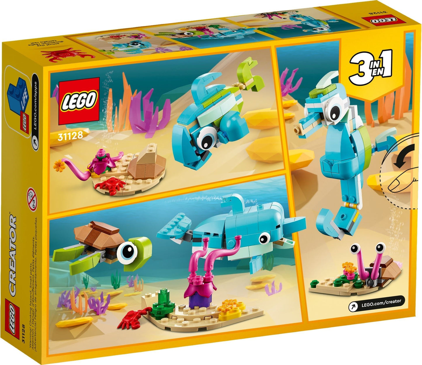 LEGO® Creator 3 in 1 - Delfin si broasca testoasa 31128, 137 piese