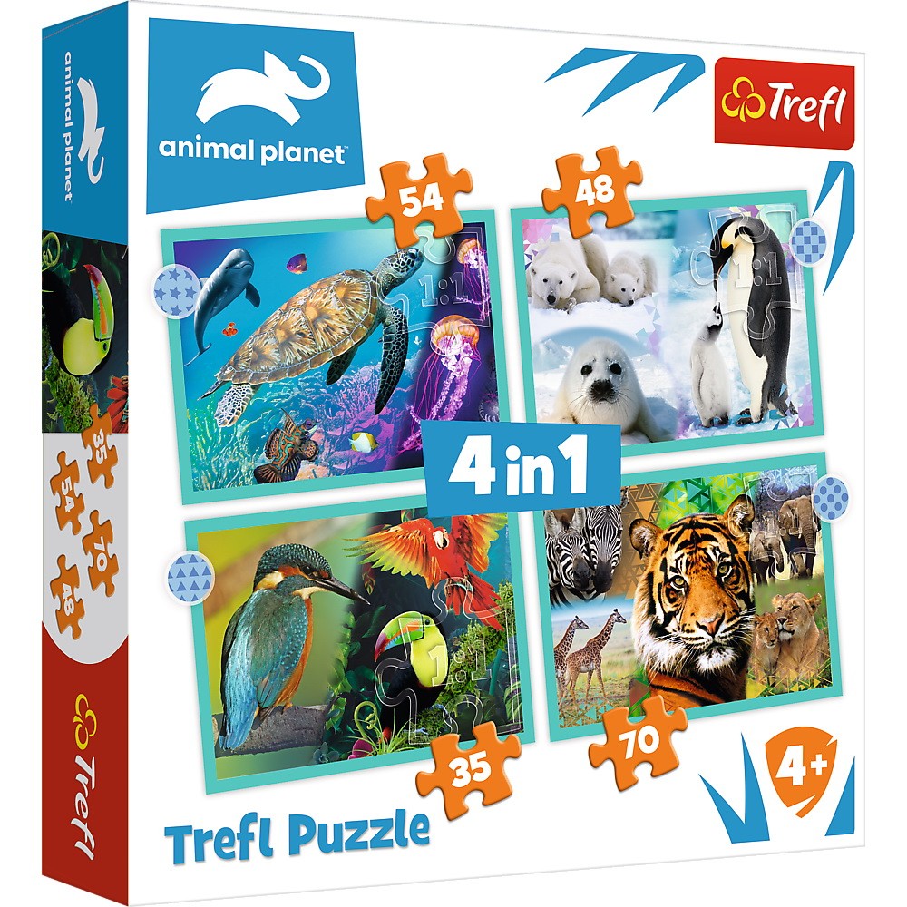 Puzzle Trefl 4 in 1 - Animal Planet