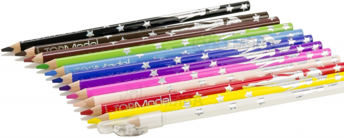 Creioane colorate Top Model, cu ascutitoare, 12 bucati