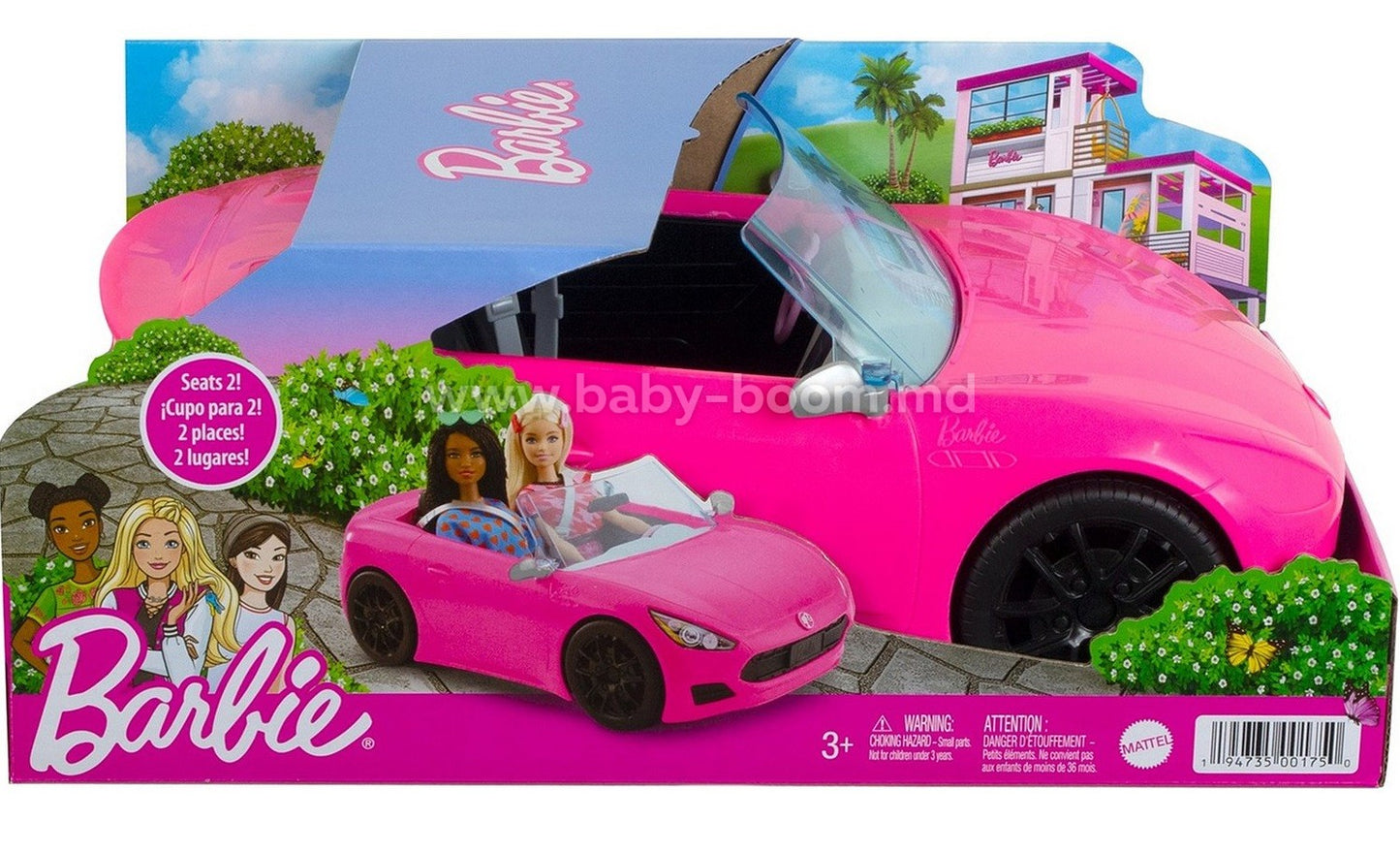 Masinuta de Jucarie, Barbie Convertible, 13.7 x 33 x 18.2 cm