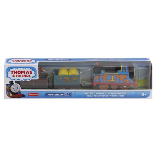 Locomotiva motorizata Muddy Thomas cu doua vagoane Thomas si Prietenii Track Master, 28.6 cm