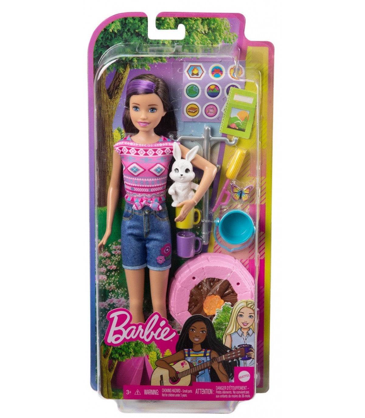 Set de joaca Barbie Barbie Camping Brothers  - Papusa Skipper cu iepuras si accesorii