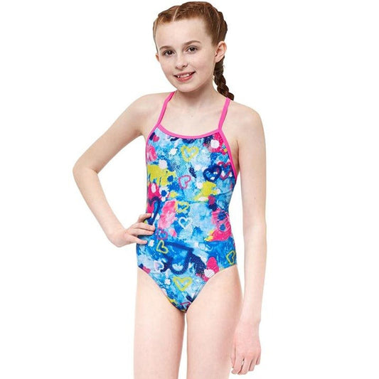 Costum inot Maru Heart & Soul Fly Back, de antrenament sau agrement, marimea 140 cm, multicolor