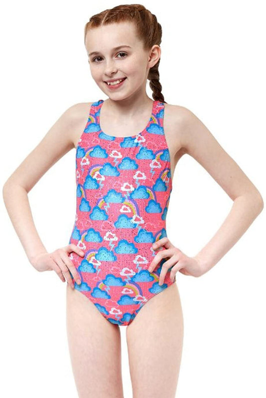 Costum inot Maru Cloudburst Rave Back, de antrenament sau agrement, marimea 152 cm, multicolor