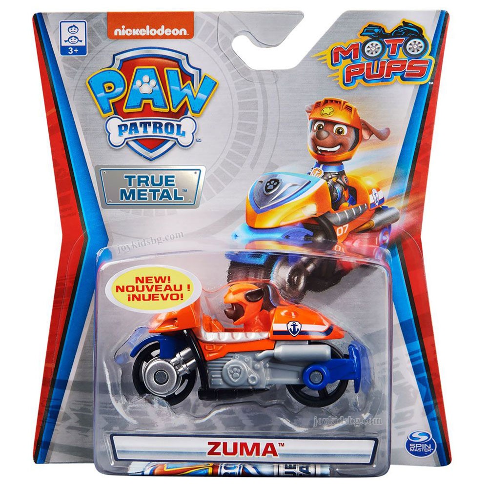 Set figurina cu vehicul Paw Patrol True Metal - MotoPups Zuma,7cm