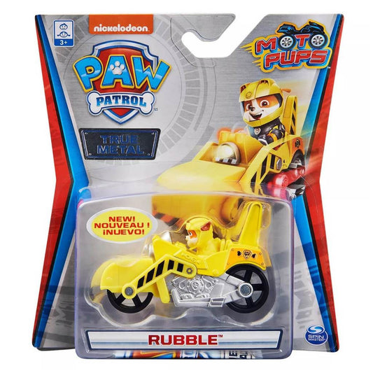 Set figurina cu vehicul Paw Patrol True Metal - MotoPups Rubble,7cm