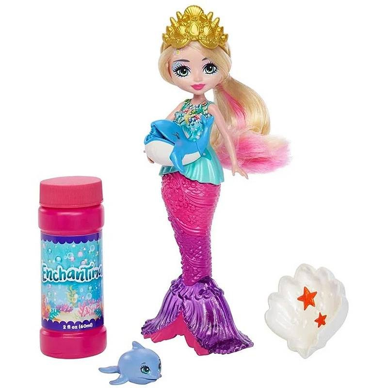 Set de joaca Enchantimals, Ocean Bubble Mermaid, cu accesorii pentru baloane de sapun