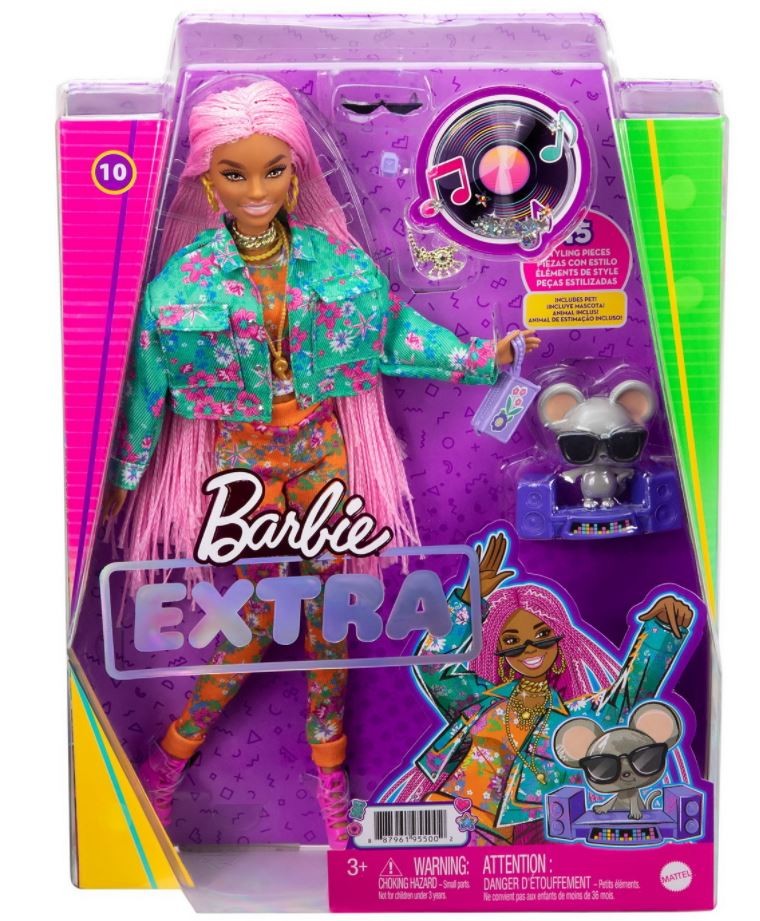 Papusa Barbie Extra Style - Codite impletite roz