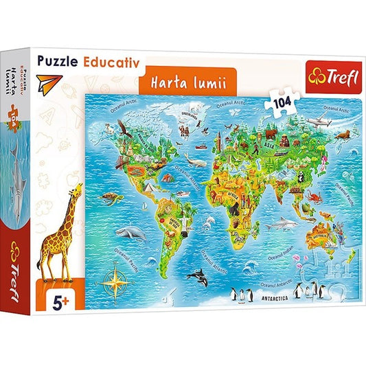 Puzzle Educativ Trefl - Harta Lumii, 104 piese