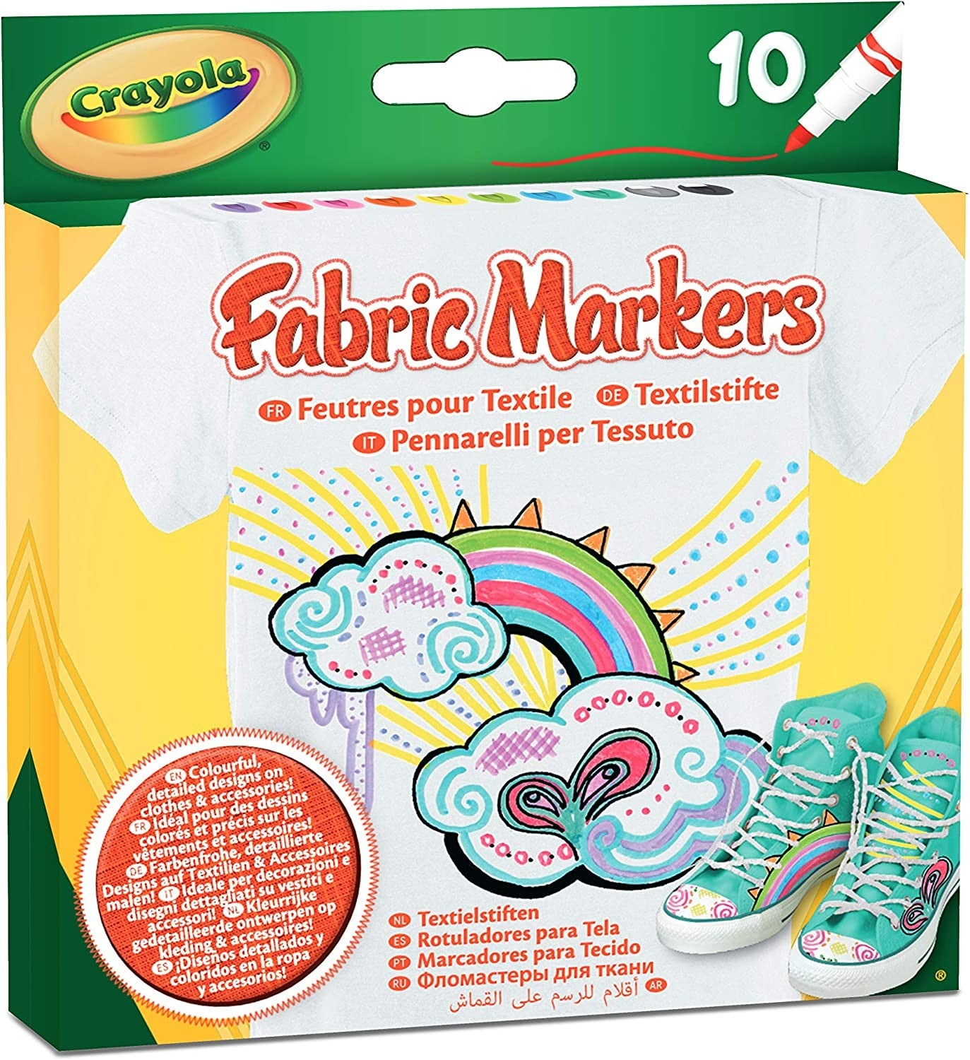 Set 10 markere Crayola pentru colorat pe materiale textile