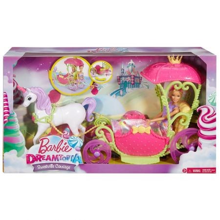 Barbie Dreamtopia - Set de joacă Păpușa și Trăsura Sweetville