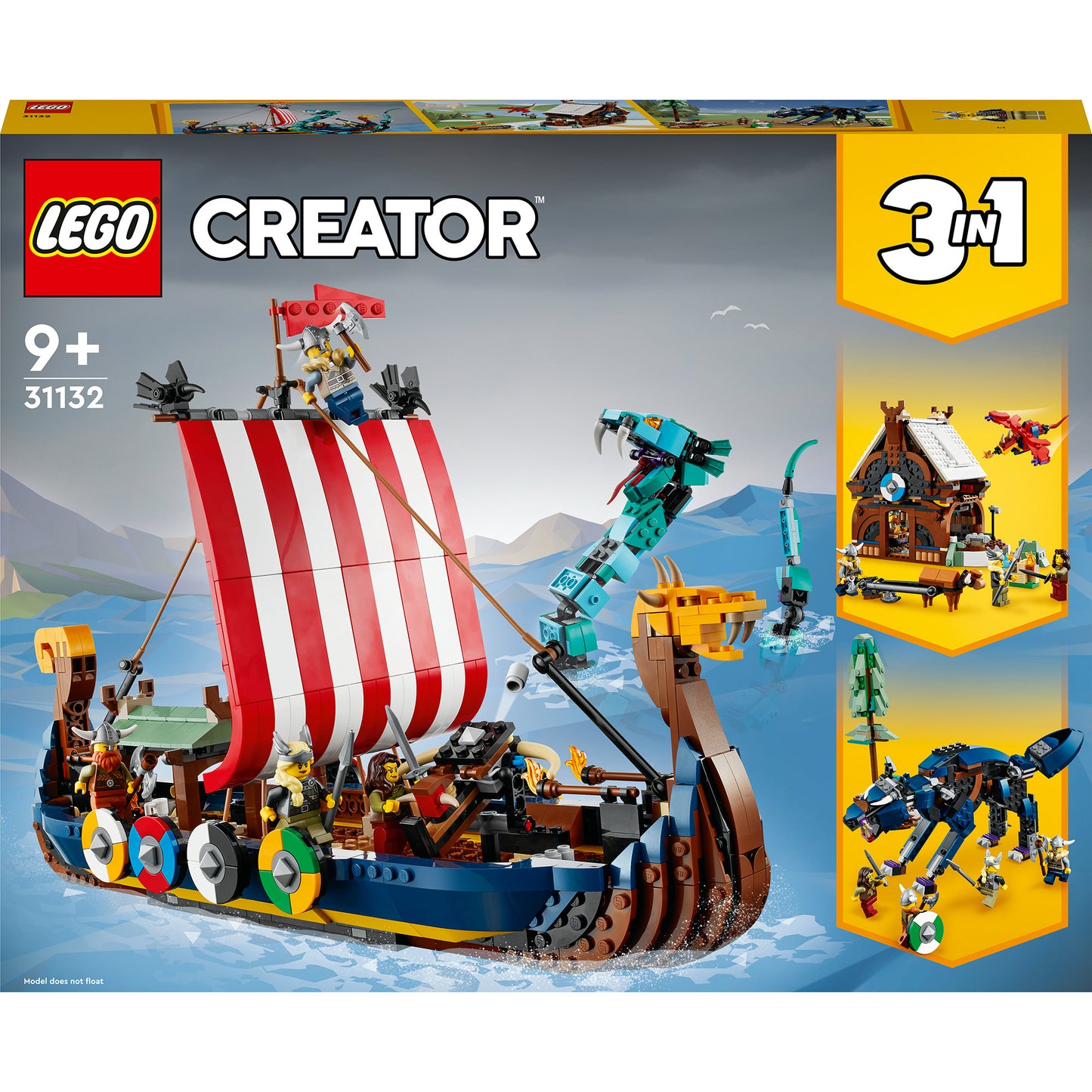 LEGO® Creator 3 in 1 - Corabia vikinga si sarpele din Midgard 31132, 1192 piese