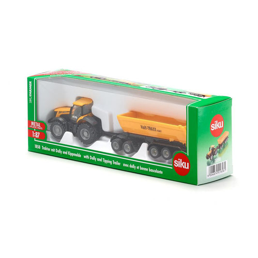 Tractor JCB 8250 cu remorca Half Traxx, Siku 1858, scara 1:87